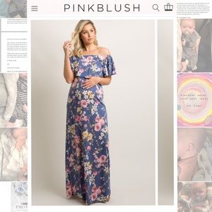 Pink Blush Off the Shoulder Maternity Dress